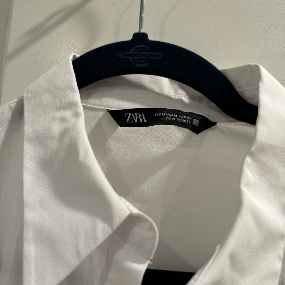 Zara Ruffle Cropped Button Down Shirt - image 3